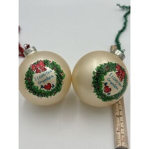 VTG  Set 2 Christmas Ornament Balls Grandpa & Grandma Holiday